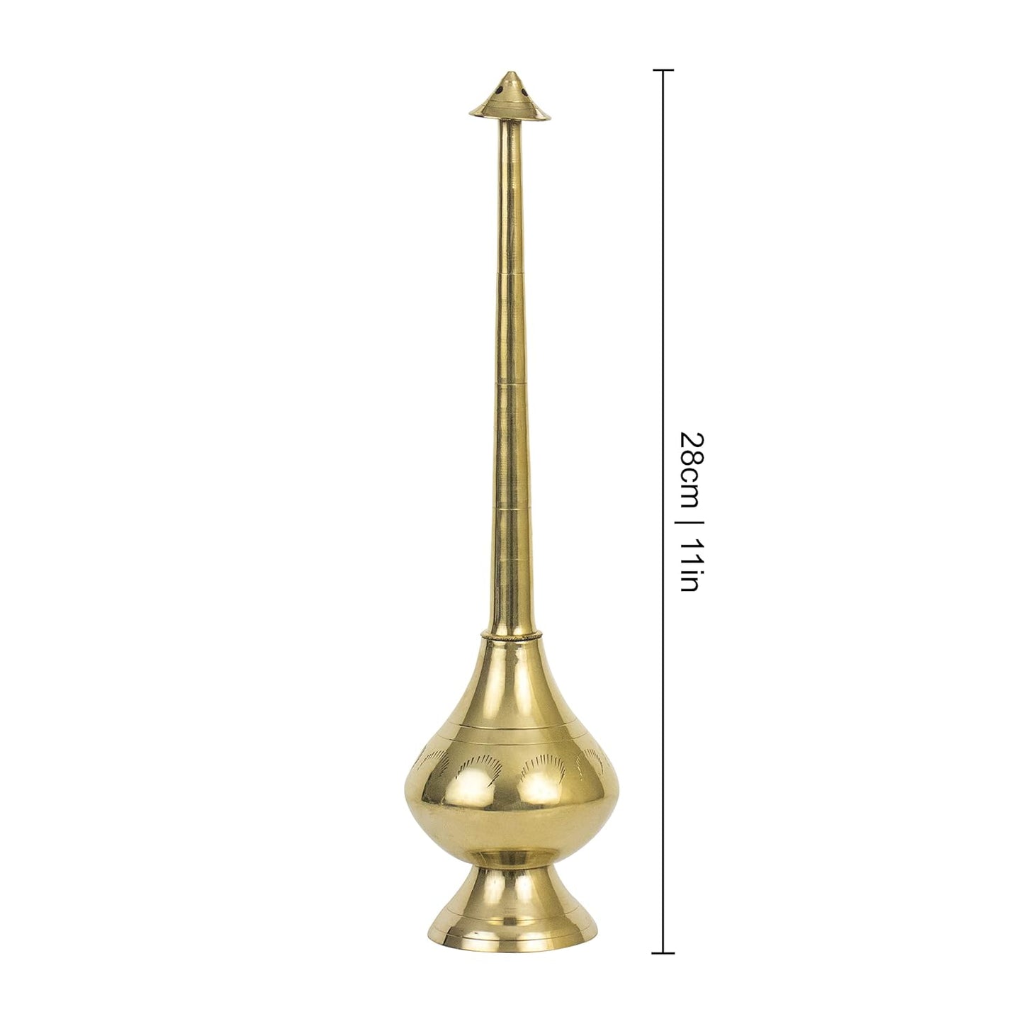 Brass Sprinkler Bottle for Holy Water, Gangajal and Perfume Gulab Pash Rose Water Paneer Sombu – (large, 11 Inch)