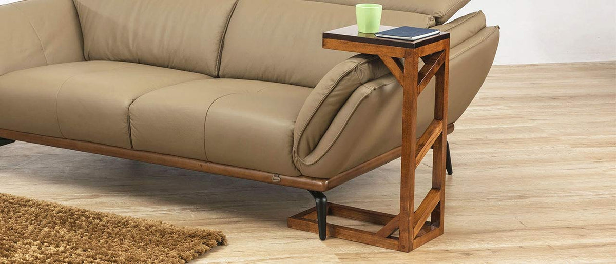 Rosewood C-Shaped Side Table for Living Room, Bedroom, Home Office - Dark Brown Sheesham Wood - L 10.1181 x D 1