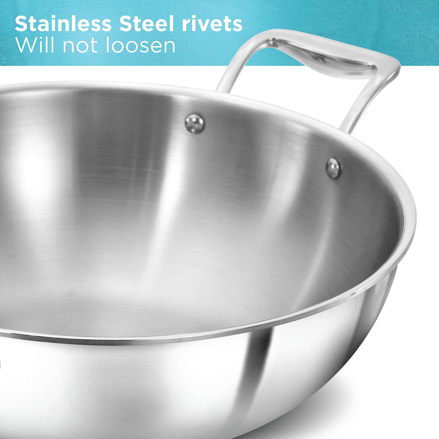 Hawkins Pro 5 Litre Deep-Fry Pan, Triply Stainless Steel Kadhai with Stainless Steel Handles and Stainless Steel Lid, Silver (PSK50S)
