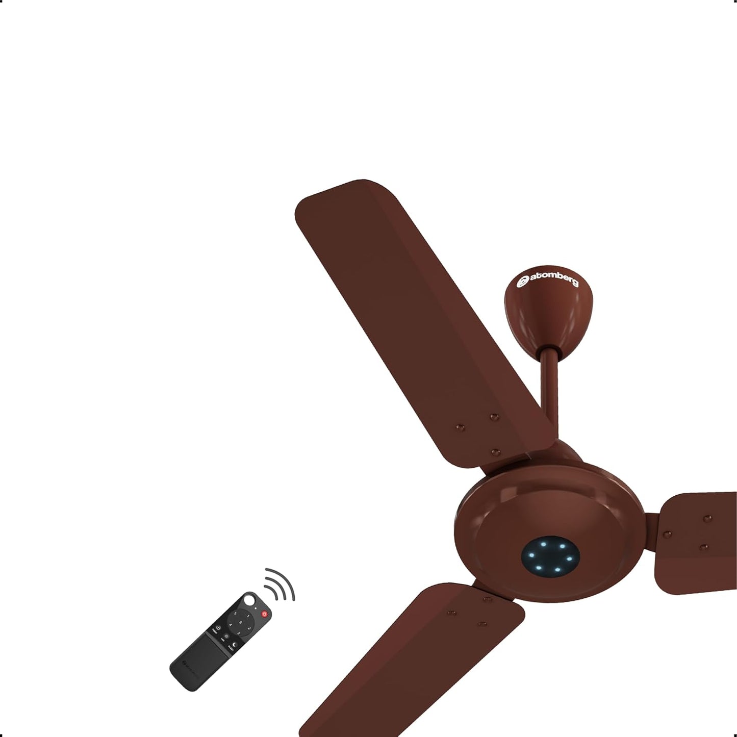 atomberg Ikano 900mm BLDC Ceiling Fan with Remote | BEE 5 star | High Air Delivery | LED Speed Indicator | Low Noise | Timeless Design with Power Saving | 3 Year Warranty | Gloss Brown
