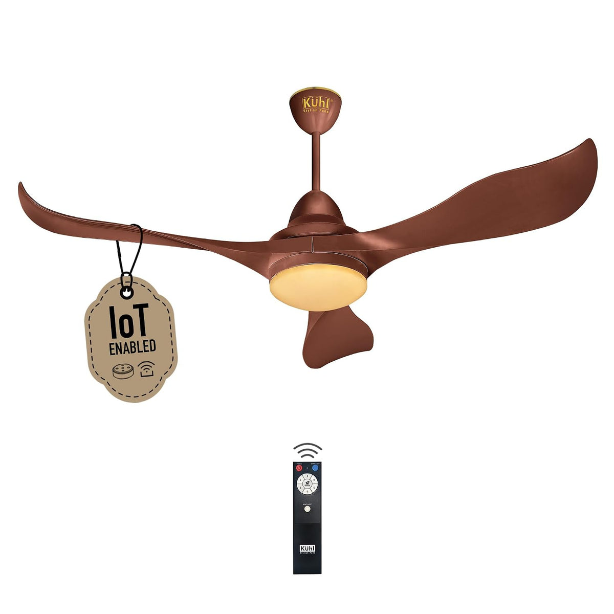 KUHL Glanz F3 1320 mm BLDC Ceiling Fan with Remote & Down Light | 5 Star (Brown)
