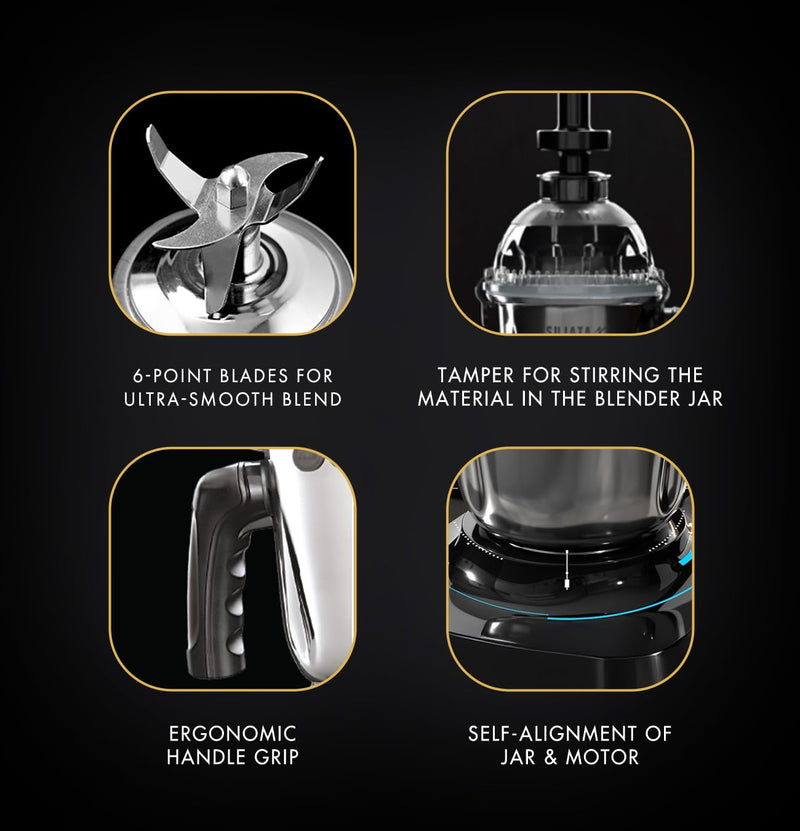 Sujata MG02 Mixer Grinder|1000 Watts Double Ball Bearing Motor|24000 RPM|Non-Stop 90 Mins Running|3 Food Grade Steel Jars including 1500ml Multipurpose, 1000ml Grinder, 500ml Chutney Jar|Red & Black