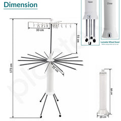 Plantex Cloth Stand for Home/Foldable Rotating Cloth Drying Rack/360‚° Cloth Stand with Lockable Wheel/Indoor & Outdoor Cloth Hanger - Pack of 1 (White)-4