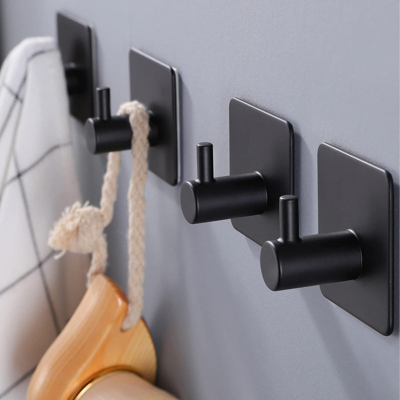 Plantex Wall Mount Hooks/Self Adhesive GI Steel Waterproof Hooks/Wall Hanger Hook/Towel/Sticker Hooks for Walls - Pack of 2 (Black)-1