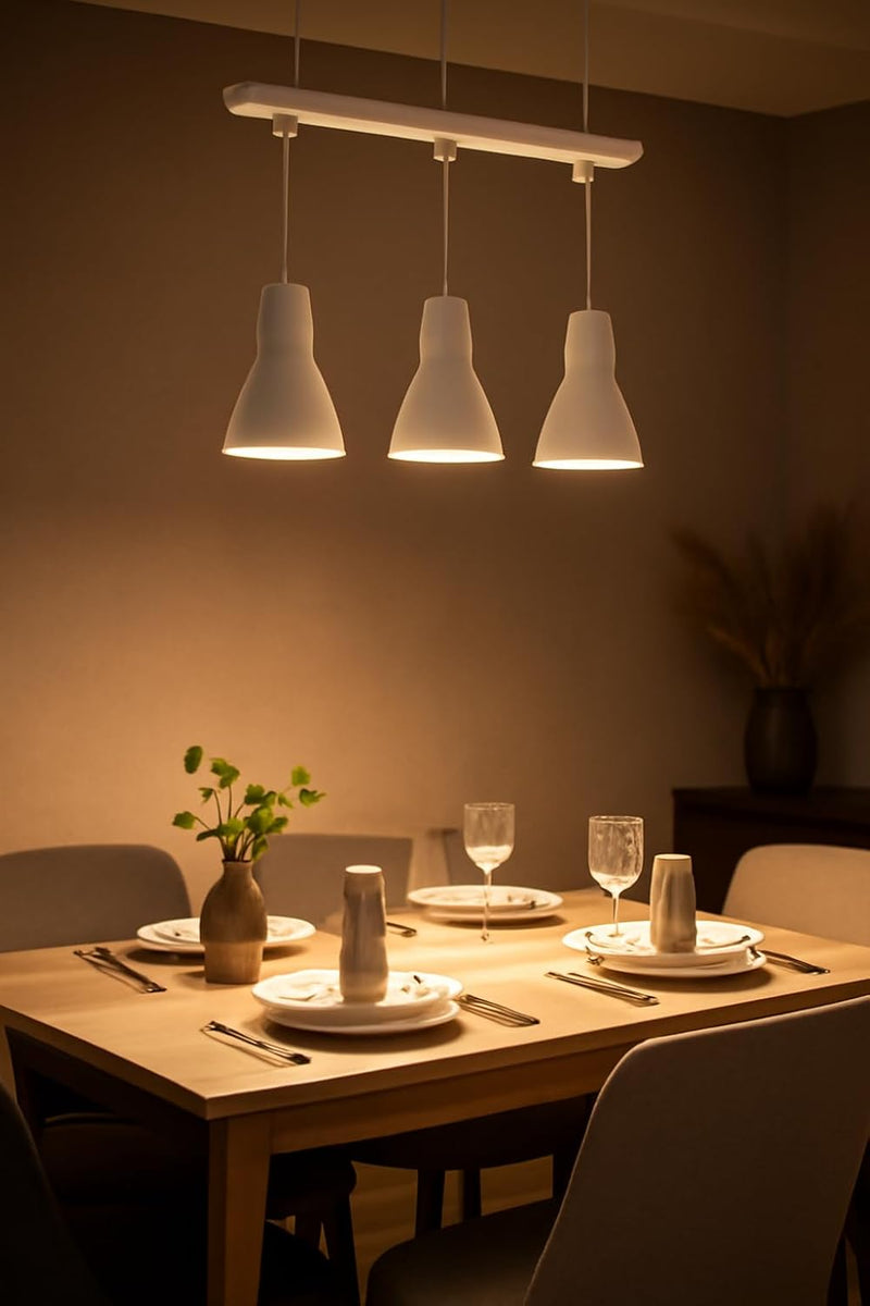 Philips 45053 Three Head Pendant White 3 X 9W, Decorative pendent for top of Dining Table and Breakfast