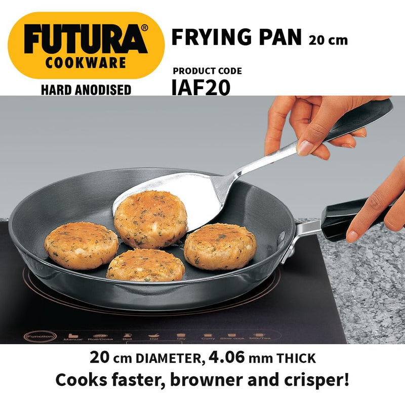 Hawkins Futura 20 cm Frying Pan, Hard Anodised Induction Fry Pan, Black (IAF20)