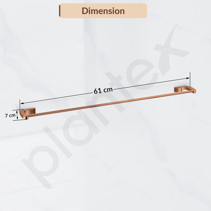 Plantex Smero Pure Brass Towel Hanger for Bathroom/Towel Stand/Single Towel Rod/Bathroom Accessories - Smart (24 Inch-PVD Rose Gold)-5