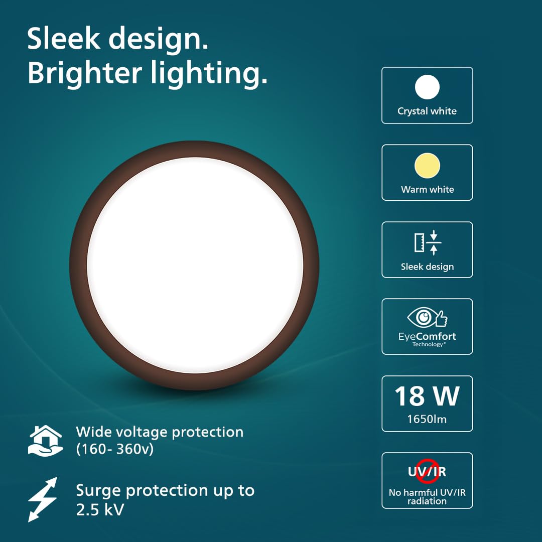 Philips 18W LED Surface Ceiling Light (Cool White, B0CFDW9G27)