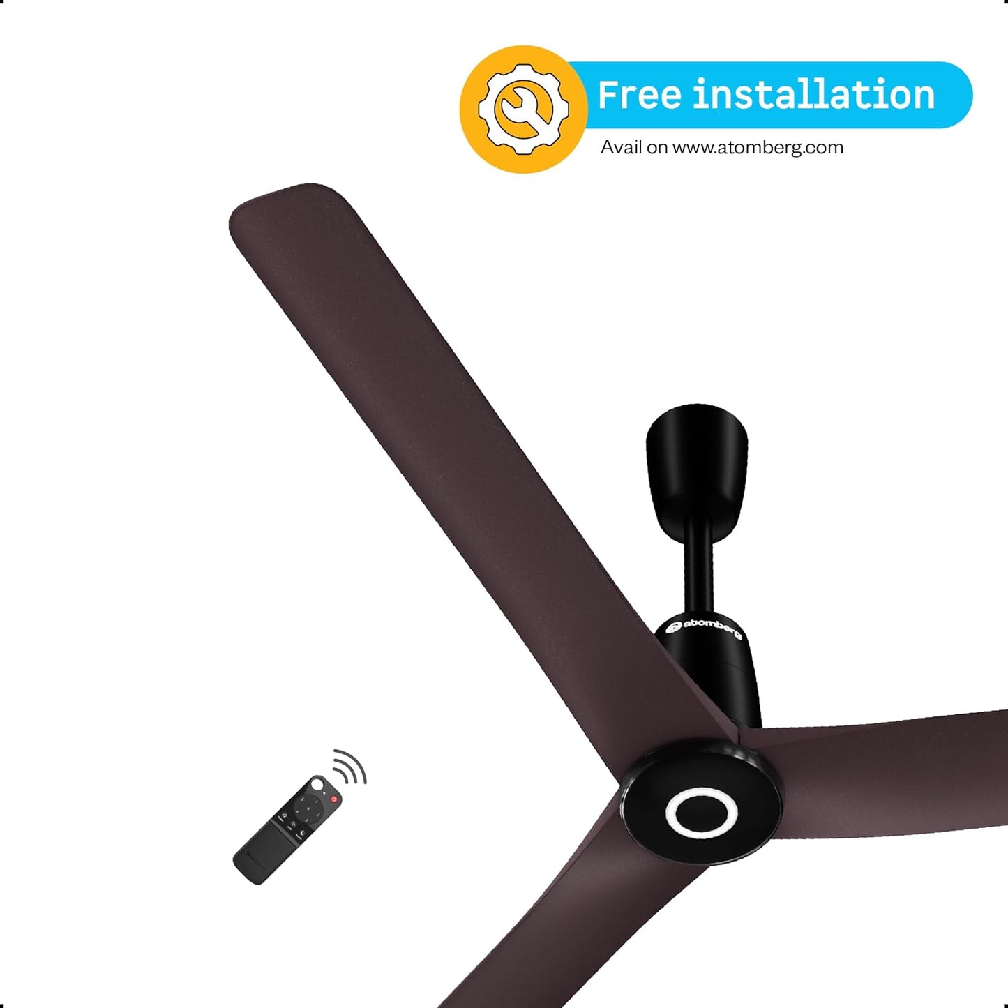 atomberg Aris Contour Smart 1200mm Voice Controlled BLDC Ceiling Fan with Remote |BEE 5 Star| Best-in-class Air Flow | Silent Operation| Designer Fan | Free Installation | 5 Year Warranty |Umber Brown
