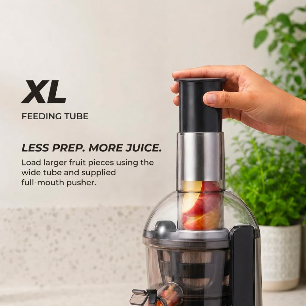 Usha Fresh Pro 500W Juicer with XL Full-Mouth Feeding Tube | 1L Juice Collector | Inverted Sieve for Easy Cleaning | 100% Copper Motor | 2-Speed Control | 5-Year Motor Warranty