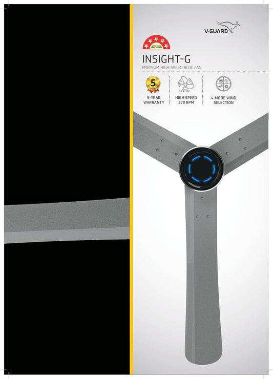 V-GUARD INSIGHT-G Electric BLDC Ceiling Fan premium decorative, ‎Titanium Chrome