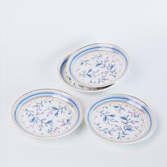 Magique by The Wishing Chair x ClayCraft : River of Flowers Ceramic Plates Set of 4 | 6 Inches | Snack Plates | Elegant Lightweight Small Ceramic Plates for Appetizers & Desserts | Dishwasher Safe
