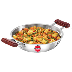 Hawkins 1.5 Litre Deep Fry Pan, Triply Stainless Steel Kadai, Flat Bottom Induction Kadhai, Small Kadai, Silver (SSD15)