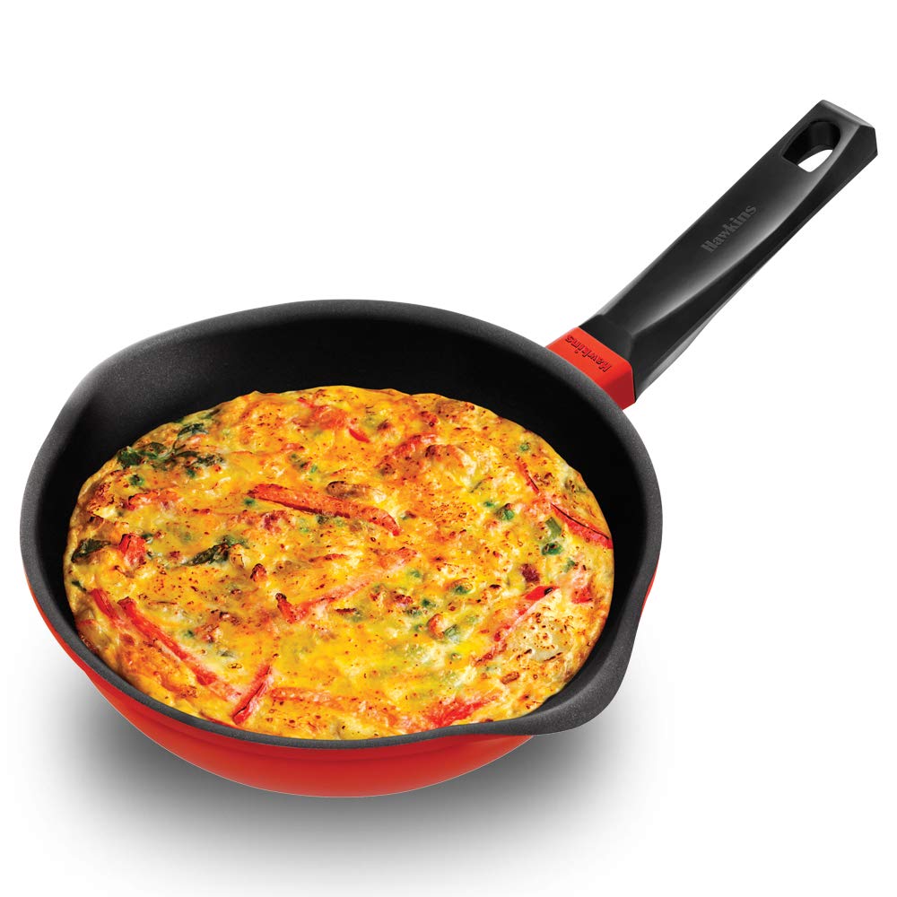 Hawkins 20 cm Frying Pan, Die Cast Non Stick Fry Pan, Ceramic Coated Pan, Induction Fry Pan, Small Frying Pan, Red (IDCF20)