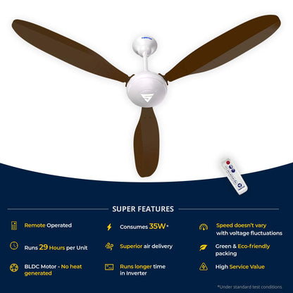Superfan SuperX1 1200mm BLDC Ceiling fan for Home | India's 1'st BLDC fan| BEE 5 Star Rated Energy Efficient BLDC Fan| 5 Year Warranty (Brown)