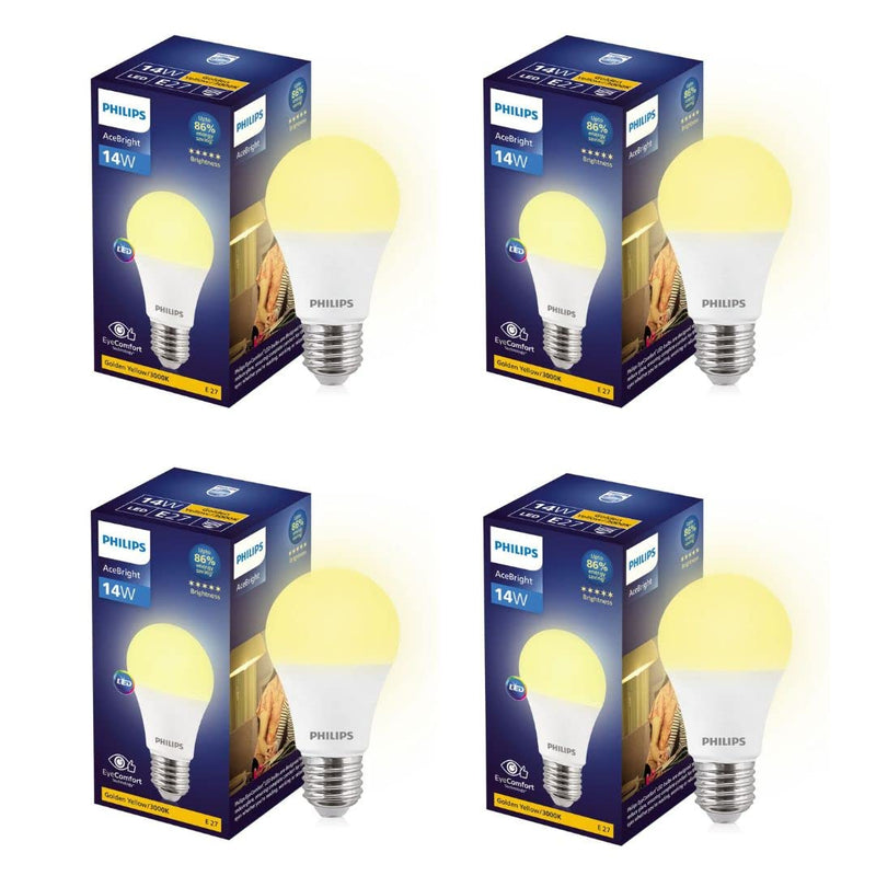 Philips 14-watt LED Bulb - AceBright High Wattage LED Bulb (Pack of 4) (Golden Yellow, B0C3RKSW52)