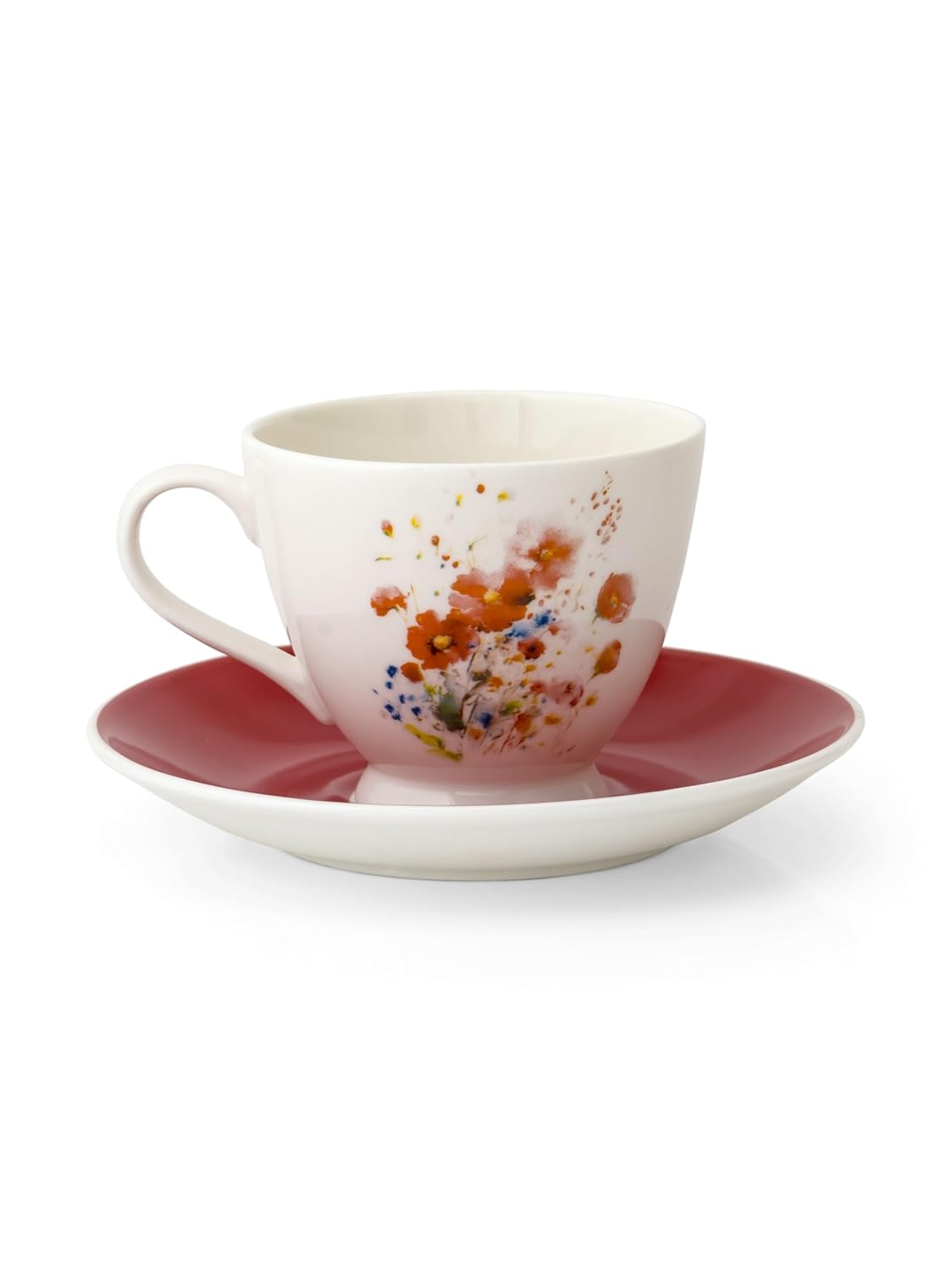 Clay Craft Fine Ceramic King Super Cup & Saucer Set of 12 (6 Cups + 6 Saucers) - 180 ml Each