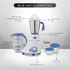 Preethi Eco Plus Mixer Grinder (550 Watt, 3 Jars, White)