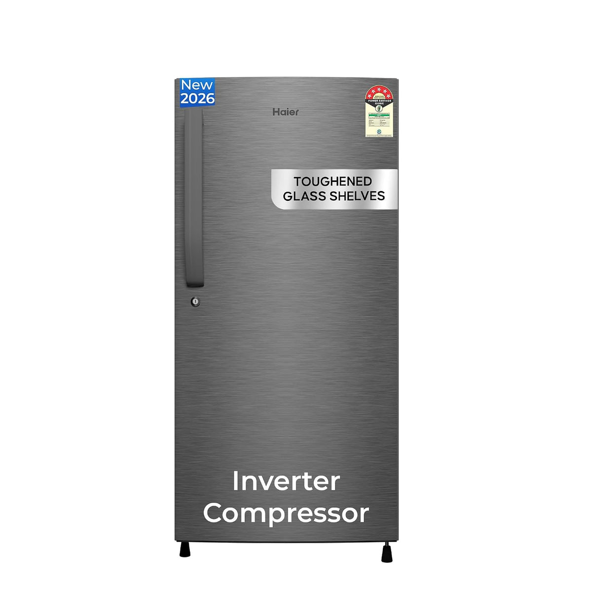 Haier 190 L 5 Star Direct Cool Inverter Single Door Refrigerator with Fast Ice Making, Easy Clean Back, Large Vegetable Box (HED-205DSA-P, Dazzle)