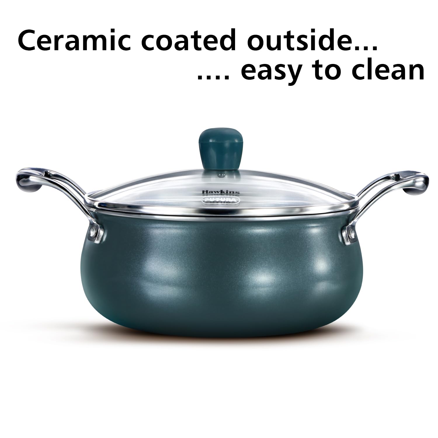 Hawkins Olive Pro 3 Litre Handi, Triply Stainless Steel Pan with Stainless Steel Handles and Glass Lid, Green (POSH30G)