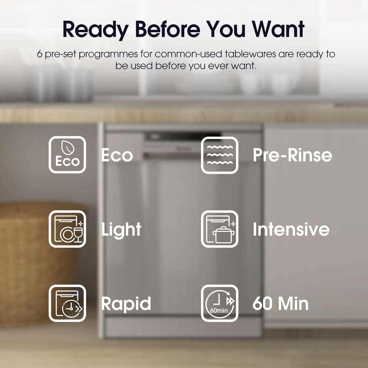 Hisense 15 Place Settings Dishwasher (H15DSS, Silver,Stainless Steel, Inbuilt Heater,Quick Wash)-2