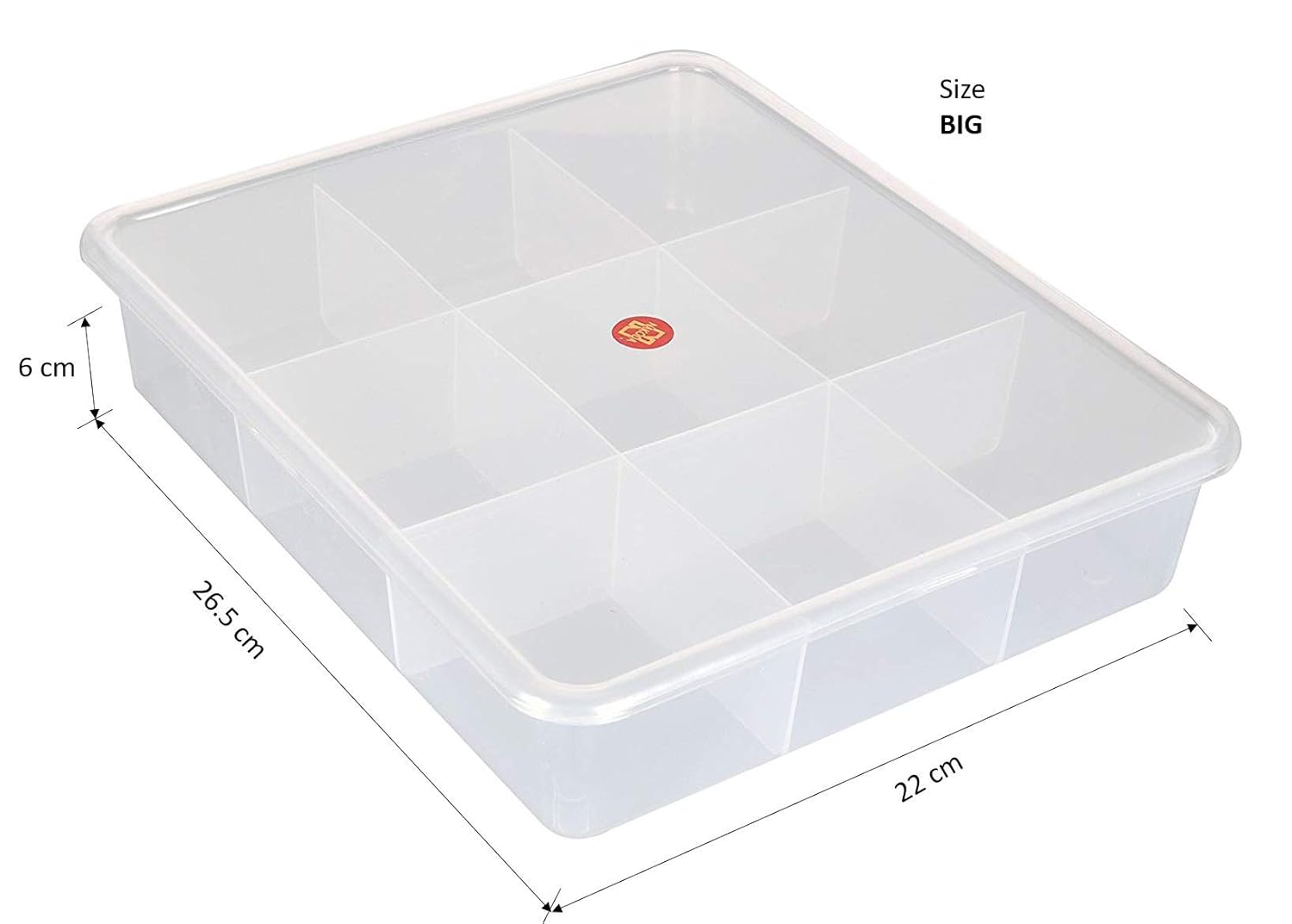 9 Grids High Thickness Plastic Multipurpose Rectangular Big Storage Box with Tight Lid - Big