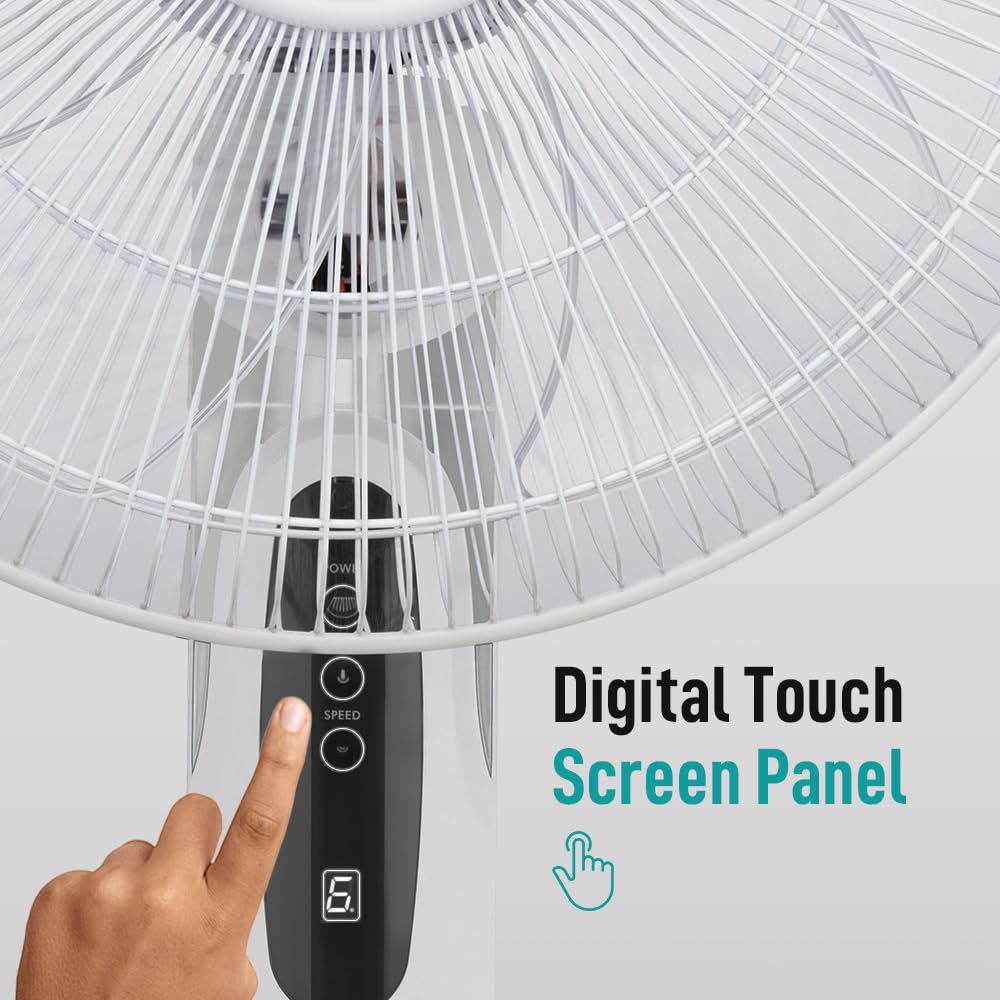 KUHL Inspira W1 400mm Power Saving BLDC Wall Fan with Remote | 28 W | Touch Screen Control Panel with Digital Display | Tilt Mechanism & Swivel Function | Wall Mount | High Air Flow & Low Noise|white
