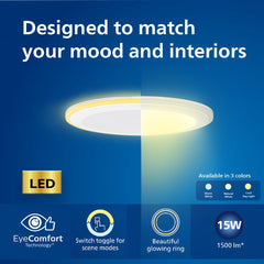 Philips 15-watt Round LED Up-Down Downlighter (Pack of 6) (Warm White + Warm White, B0D4VLGJDW)