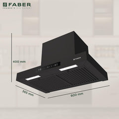 Faber 60 cm 1000 m³/hr T-Shape Kitchen Chimney | Baffle Filter | Touch Control || 12 Years warranty on Motor|| Motor- 25