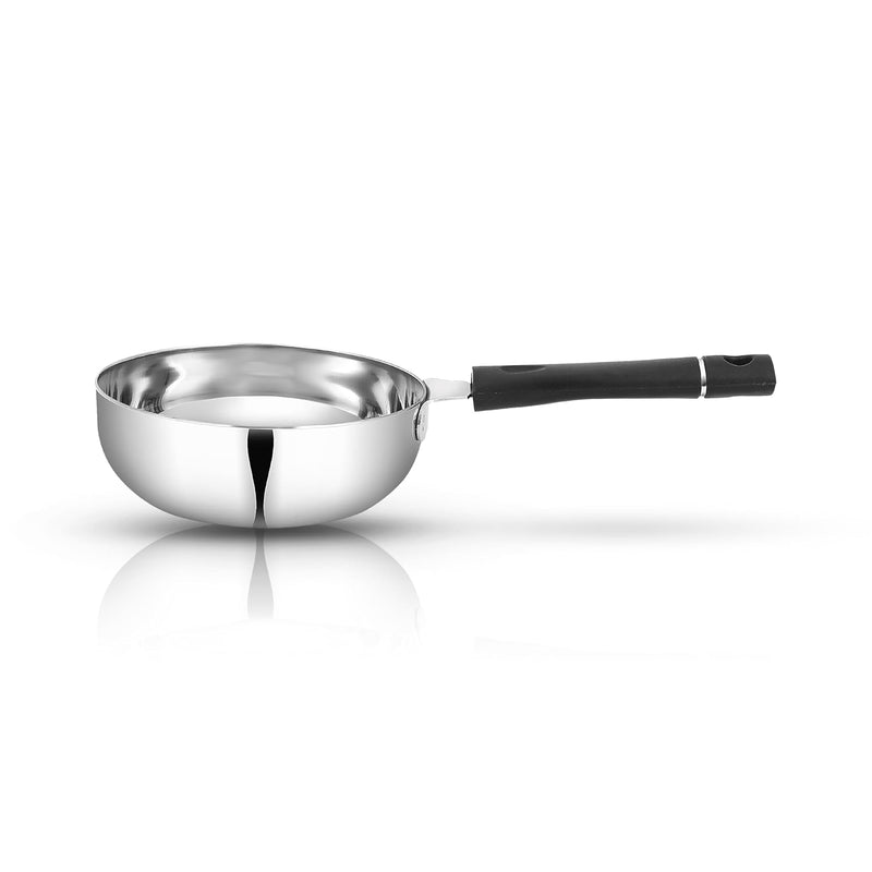 Pigeon Stainless Steel Olive Tadka Pan for Spice Tempering, Long Handle, Induction and Gas Compatible