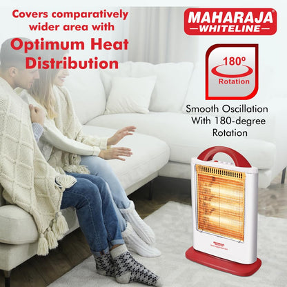 Maharaja Whiteline Lava Neo 1200-Watts Halogen Heater (White and Red)