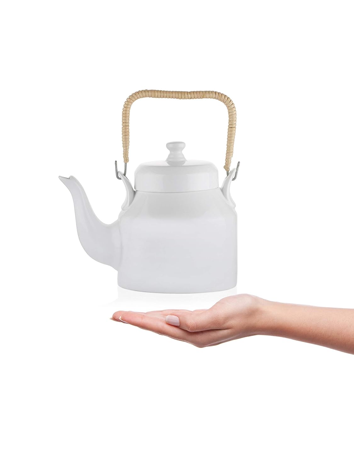 Clay Craft Fine Ceramic Tea Pot/Kettle - for Home and Kitchen/Home Decor - Perfect for Gifting Purpose to Friends, Relatives, Colleagues (White Desi Kettle - 1000 ml)