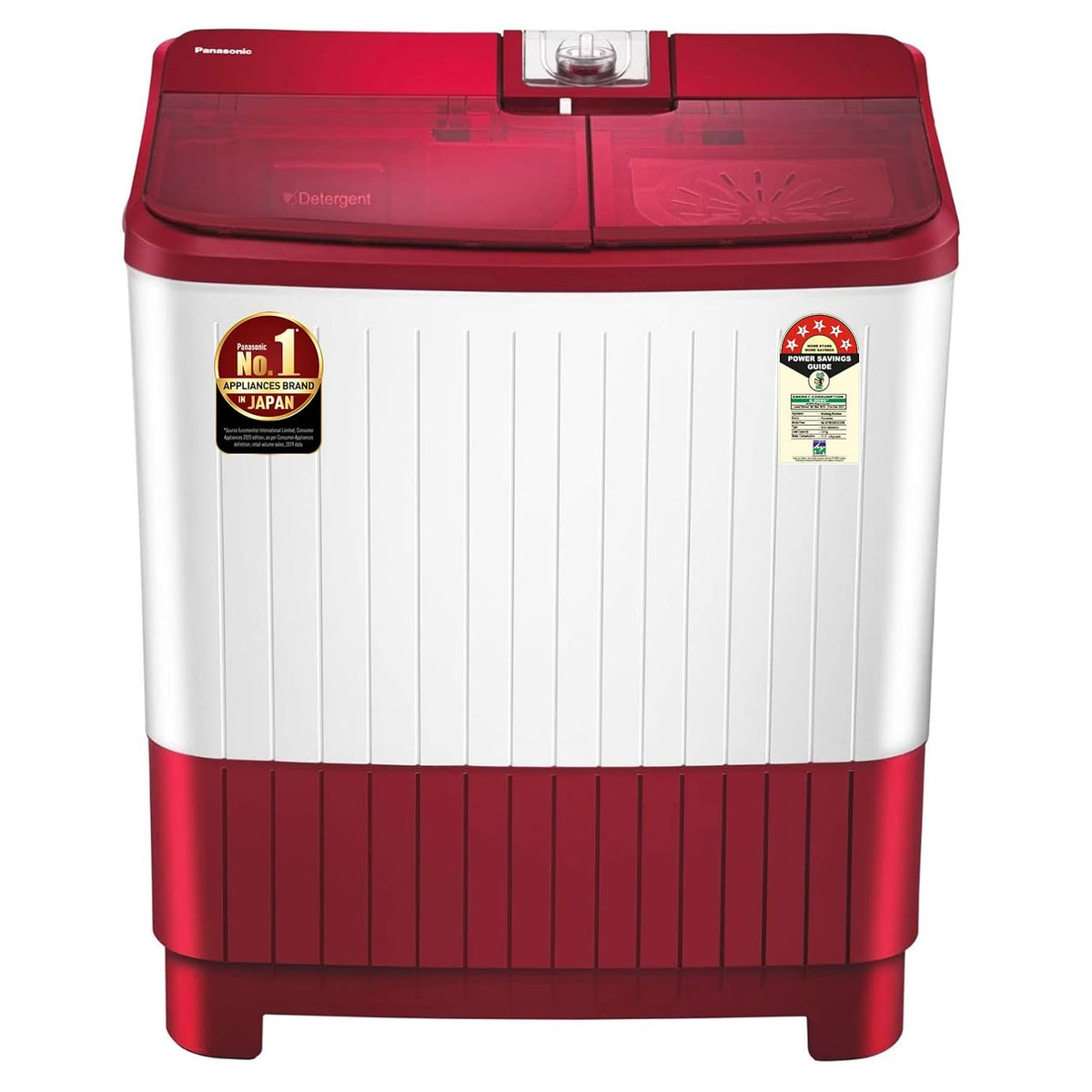 Panasonic 8 kg Semi-Automatic Top Loading Washing Machine (NA-W80H5RRB, Shiny red)