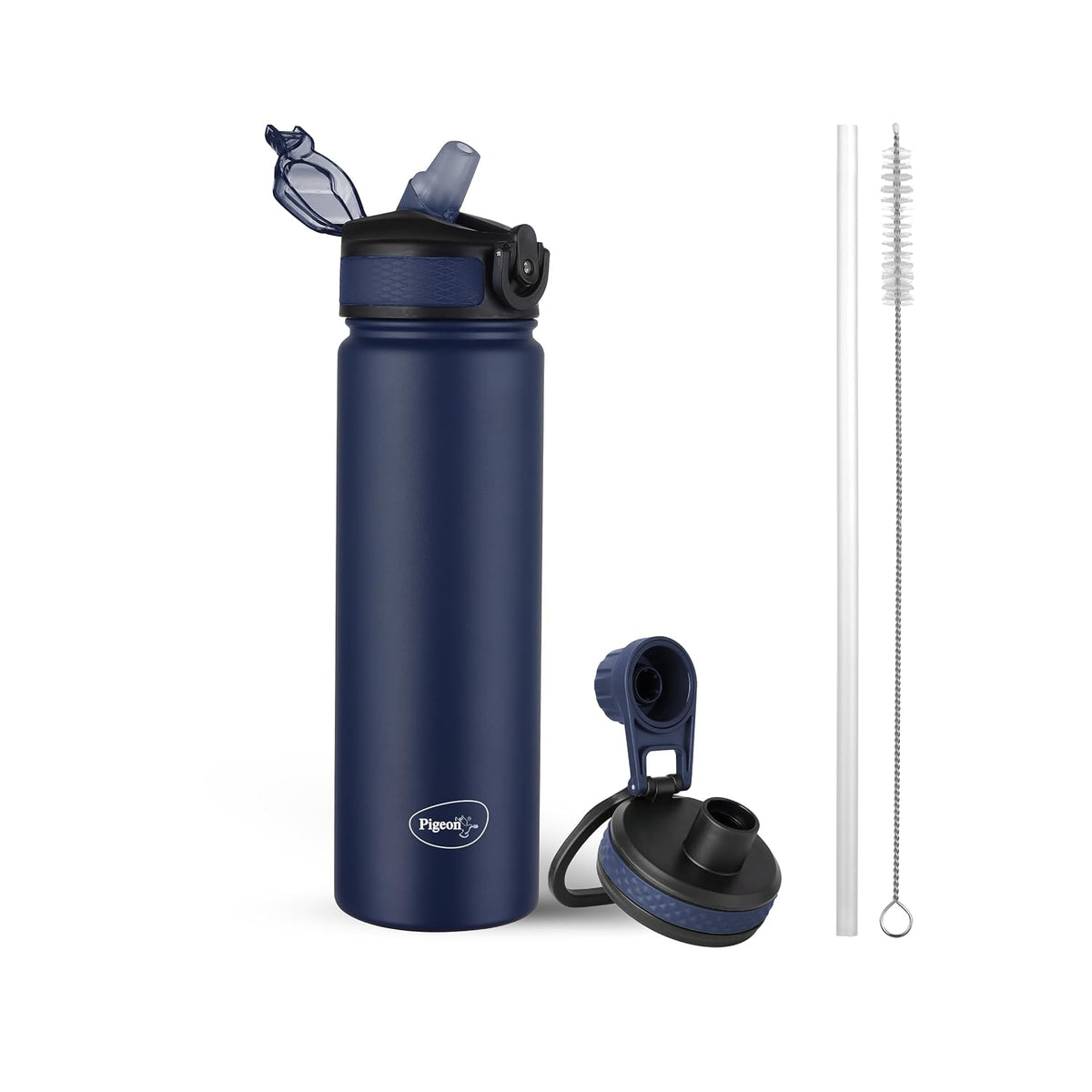 Pigeon by Stovekraft Rush Thermos Stainless Steel Sipper Flask with Straw, Cleaner and Additional Screw Cap