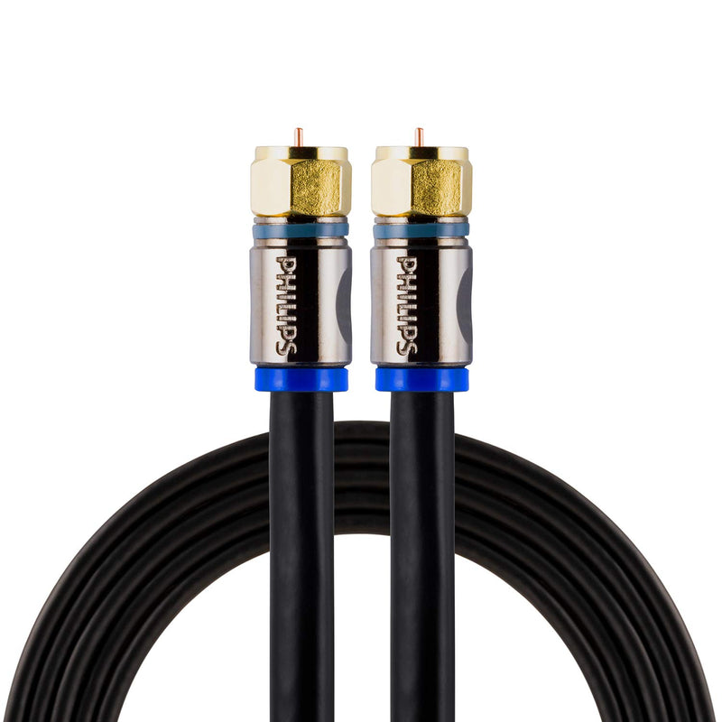 Philips RG6 Quad Shield Coaxial Cable, 6 ft. in-Wall Rated, Ideal for TV Antenna DVR Satellite Cable (SWX9444B/27)