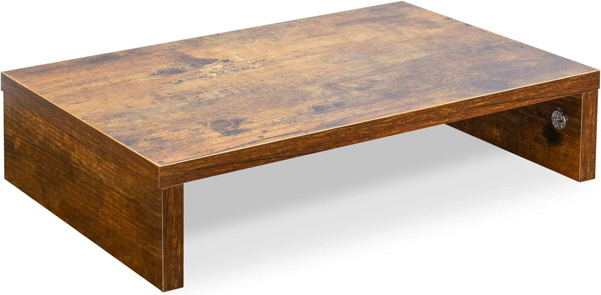 14.2 inch Monitor Stand Riser, Rustic Brown Wood Monitor Riser with Storage for Desk Small Monitor Stand TV/Scr