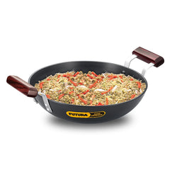 Hawkins Futura 1.5 Litre Deep Fry Pan, Hard Anodised Kadai, Round Bottom Kadhai, Small Kadai, Black (AK15)