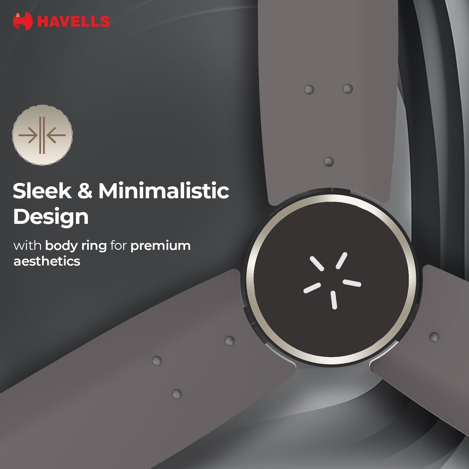 Havells FAB BLDC ULED Ceiling Fan 1200mm, 5 star, LED Speed Indicator, 380 RPM, Up to 65% Savings,Reverse Rotation,4 Speed Modes,Low Wattage 30W, Low Noise,Air Flow:225 CMM, 3 Year Warranty,Stone Grey