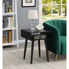 Bedside end Table Open Shelf | Sofa Side Table | Bedroom Table | Tall End Table | Rosewood | Color Black (Brown