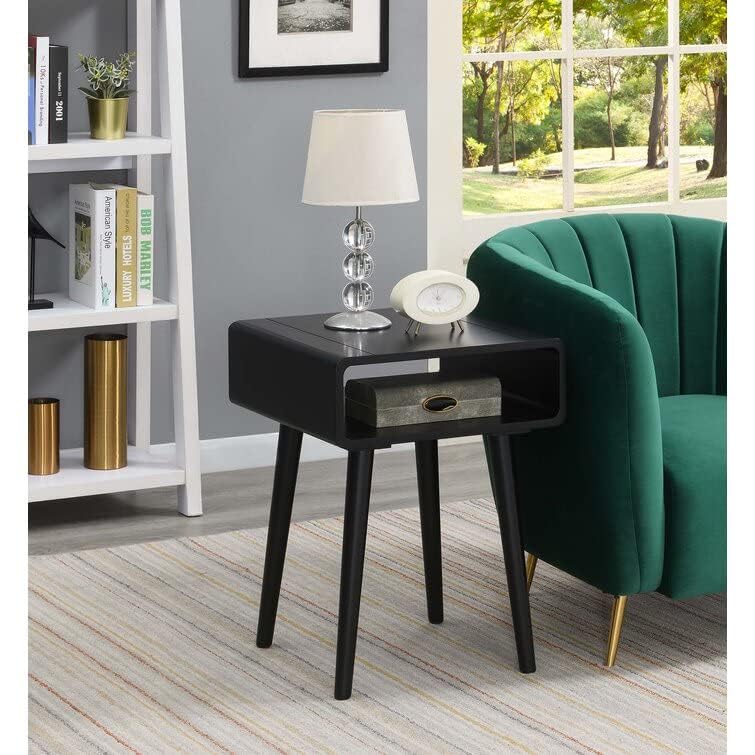 Bedside end Table Open Shelf | Sofa Side Table | Bedroom Table | Tall End Table | Rosewood | Color Black (Brown