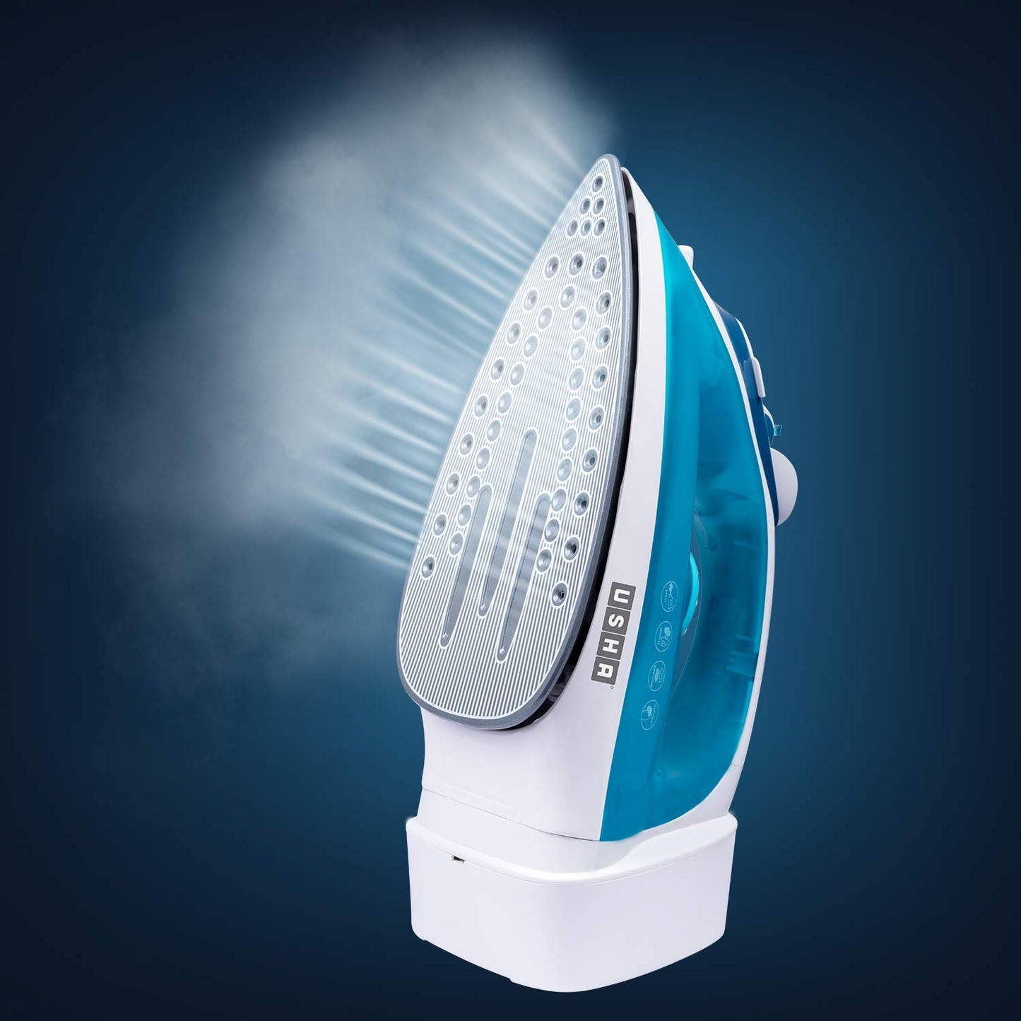 USHA Helix Pro Smart Steam Iron 2000 W with Easy-Wind Retractable Cord, Durable Ceramic Soleplate, 3-Way Auto Shut Off, Anti-Drip, Anti-Calc Function (Blue & White)