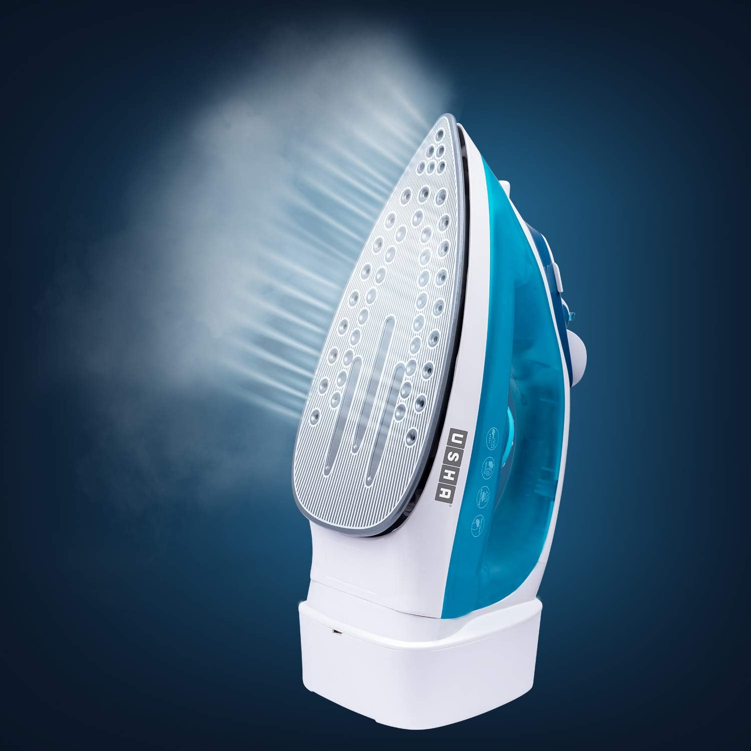 USHA Helix Pro Smart Steam Iron 2000 W with Easy-Wind Retractable Cord, Durable Ceramic Soleplate, 3-Way Auto Shut Off, Anti-Drip, Anti-Calc Function (Blue & White)
