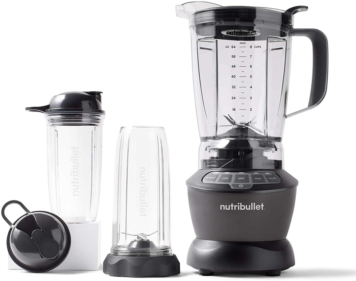 Nutribullet 1200W Combo Blender, USA #1 Mixer, Grinder, Smoothie Maker, Food Processor, "The Original Nutribullet", 3 Unbreakable Jars, 1.8L Extra Large Pitcher & Tamper, 2yrs warranty (Dark Grey)