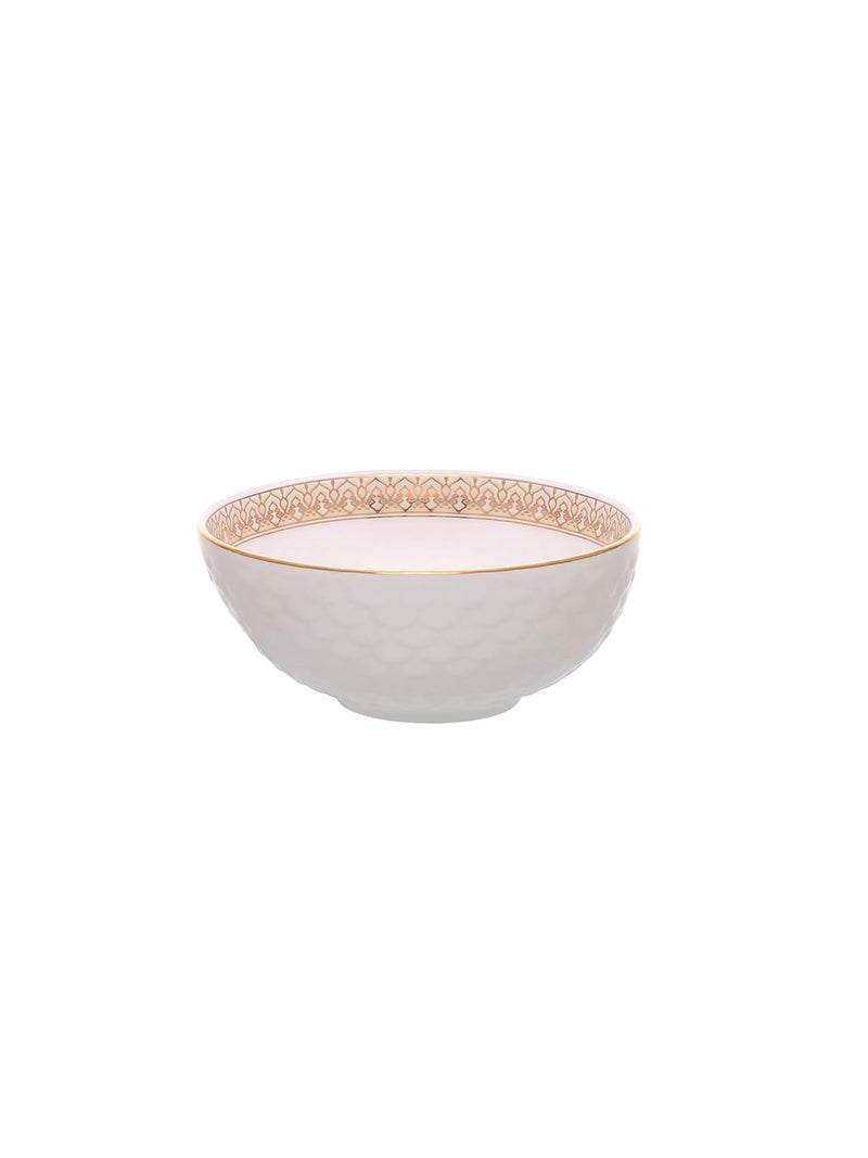 Clay Craft Fine Ceramic Premium Ripple Floral Dinner Set of 40 Pieces, 22K Gold Jaisalmer, for Family of 6, Dinner Set Ceramic, Dining Set for Dinner, Plates and Bowls Set, Crockery Set for Gift
