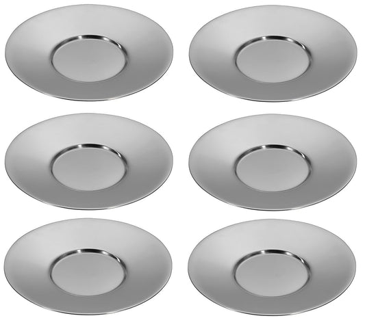 Dynore Stainless Steel 6 Pcs Saucers for Serving Tea/Coffee