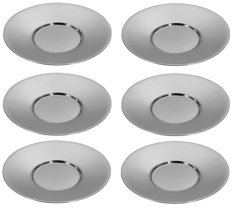 Dynore Stainless Steel 6 Pcs Saucers for Serving Tea/Coffee