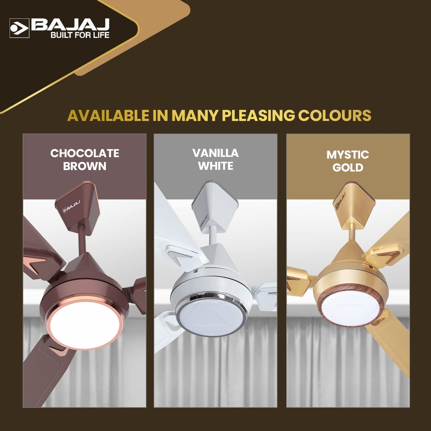 Bajaj Ventus EE 1200MM 1 Star Rated Ceiling Fans For Home | BEE Star Rated Energy Efficient Ceiling Fan | High Air Delivery | 2-Yrs Warranty 【Vanilla White】