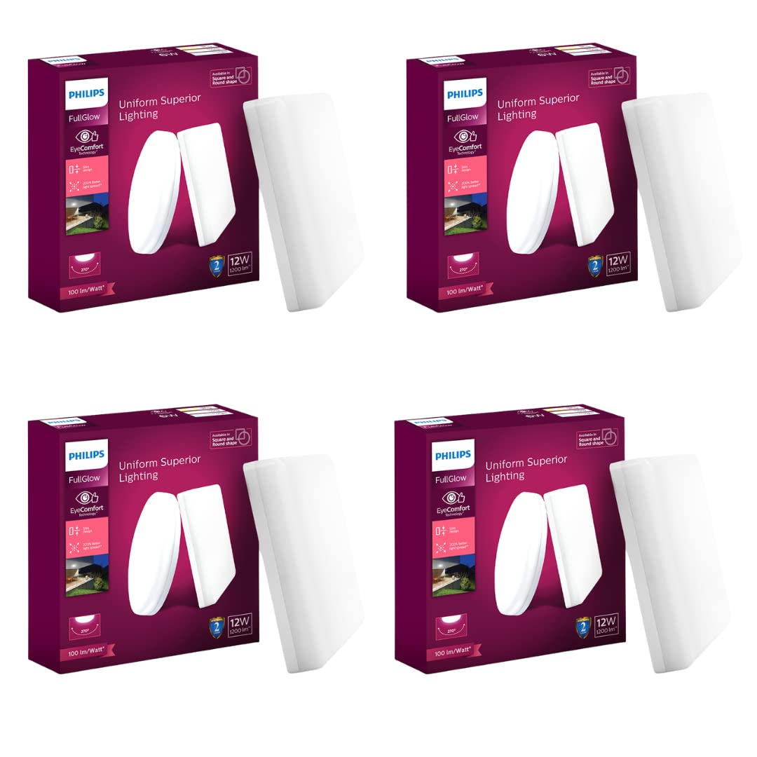 Philips 12-watt Square Surface Full Glow (Pack of 4)