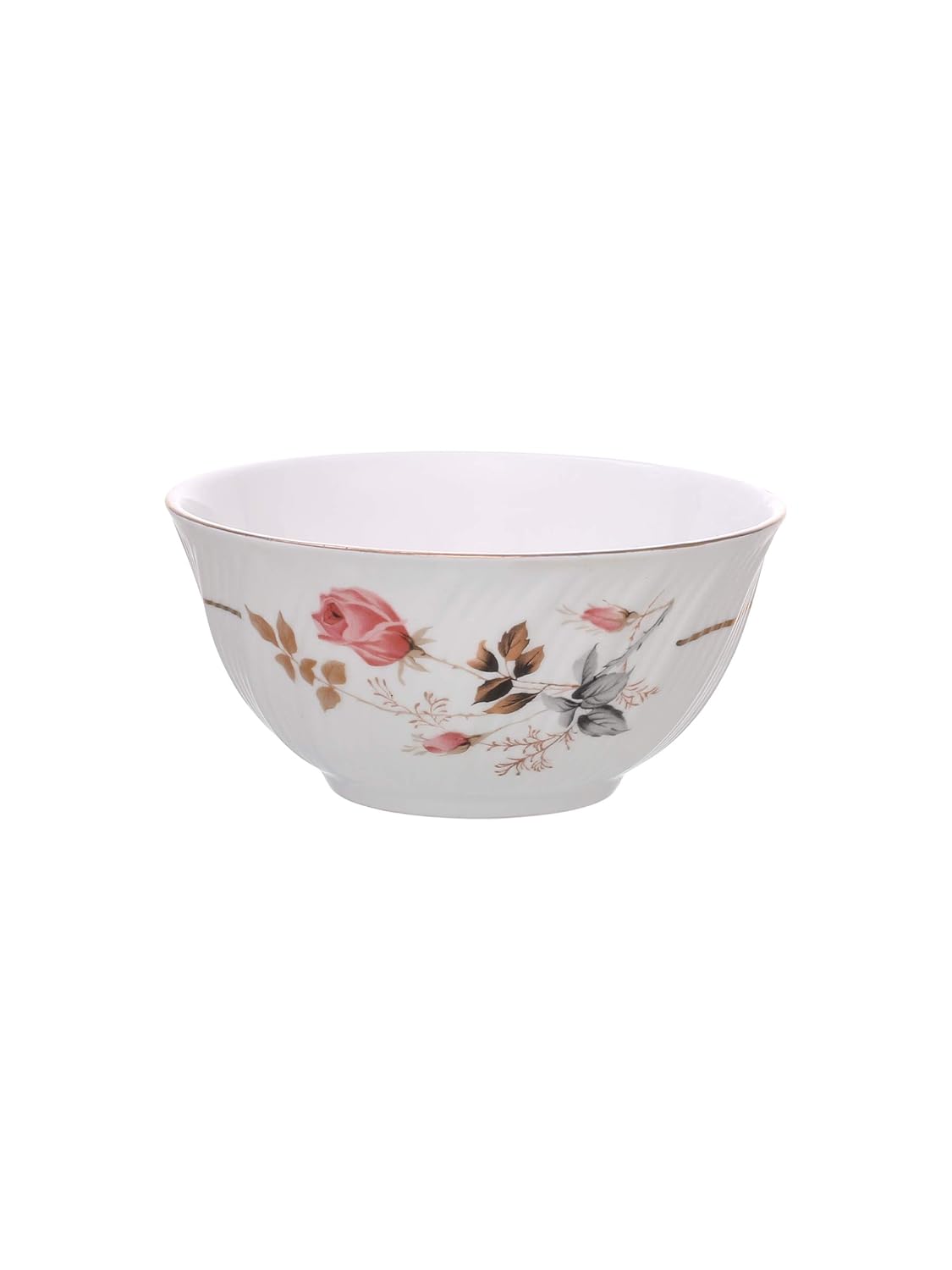 Clay Craft Fine Ceramic Floral Gold Line Design Dinner Set 40 Pieces, (MW-182), for Family of 6, Dinner Set Ceramic, Crockery Set, Dining Set for Dinner, Plates and Bowls Set, Crockery Set for Gift