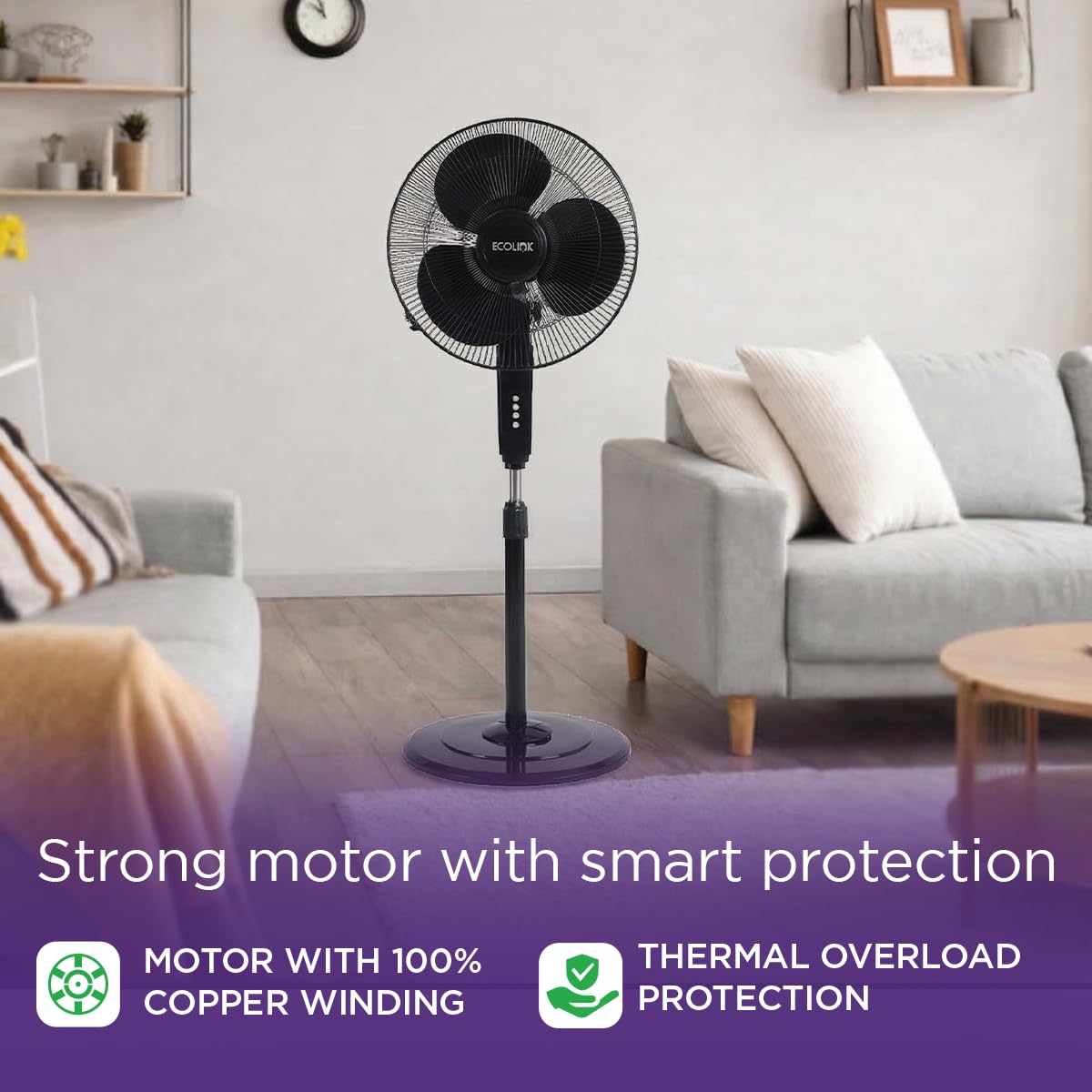 EcoLink Cruiser Neo 400mm Pedestal Fan for Home & Office-3